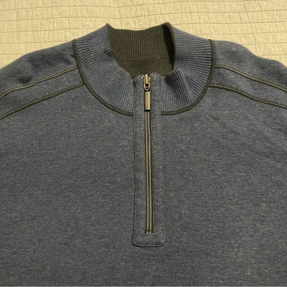 Tommy Bahama Men's Flipsider Half Zip Reversible Blue and Dark Grey Sweater XXL - Picture 2 of 10